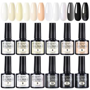 RISYAL 12 Color Gel Nail Polish Set ( 7.3ml/Black and White Series)