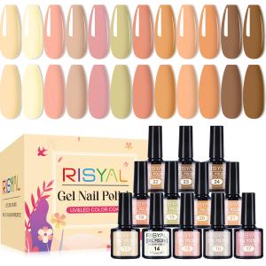 RISYAL 12 Color Gel Nail Polish Set ( 7.3ml/Coffee colored series) 