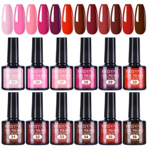 RISYAL 12 Color Gel Nail Polish Set ( 7.3ml/Pink+Red Series)
