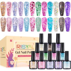 RISYAL 12 Color Gel Nail Polish Set ( 7.3ml/Sequin series) RISYAL 12 Color Gel Nail Polish Set ( 7.3ml/Sequin series)