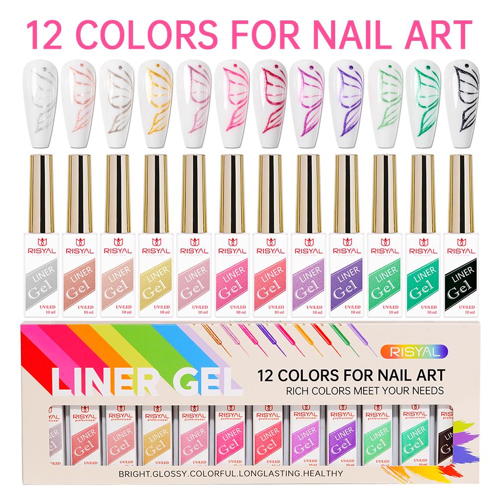 RISYAL 12 color Liner Gel Set (10ml Pearl series -RL2301)