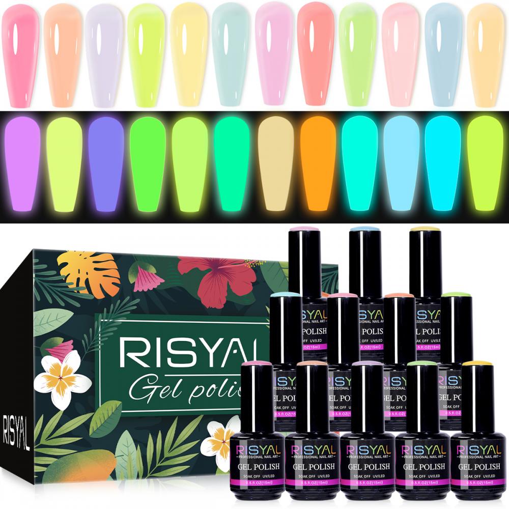 RISYAL 15ml Gel Nail Polish Set ( 12 Color /Luminous series) 