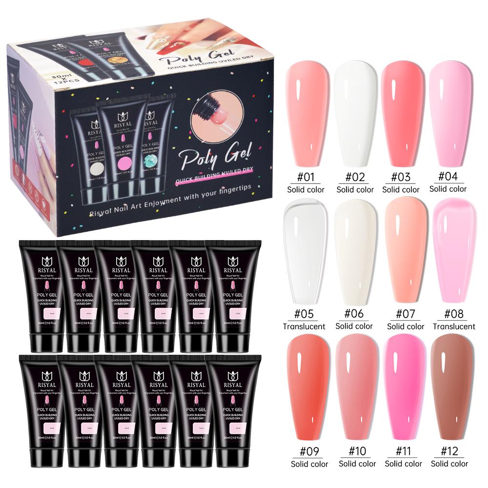 RISYAL 30ml Poly Gel Set (12 Color PURE COLOR Series-RL2260